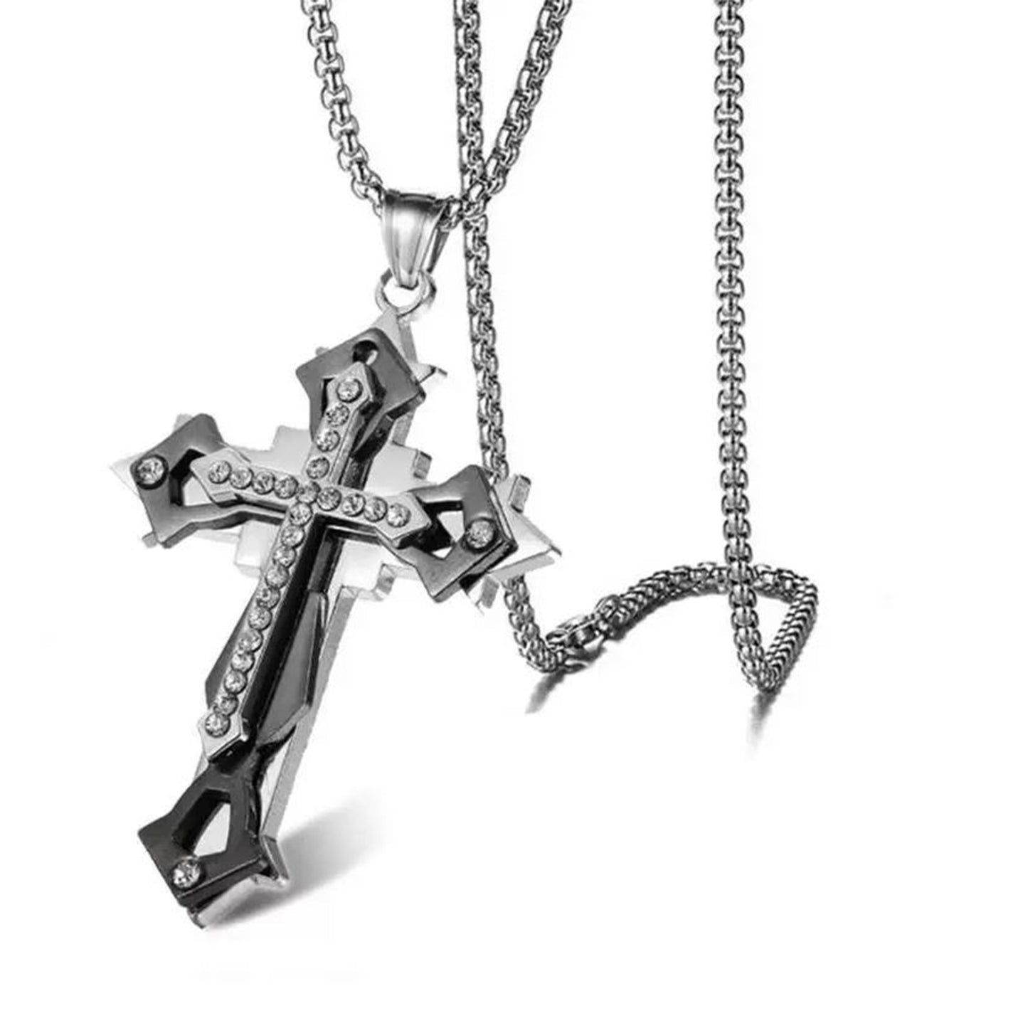 Cross Titanium Steel Trendy Men's Hip-Hop Pendant Chain Non-Fading Necklace