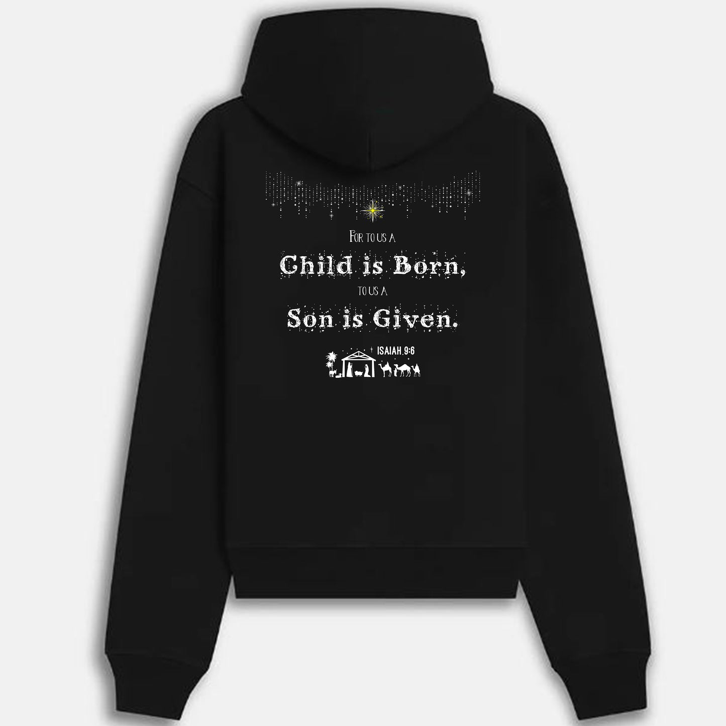 Jesus Born Star Isaiah 9:6 Customized Pullover TNTMASTERS Hoodie, Black