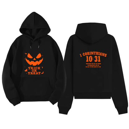 Trick or Treat Pumpkin Jack-O-Lantern Pullover Hoodie, Unisex